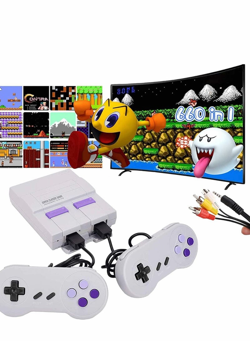 Retro Game Console,Classic Mini Retro Game System Built-in 660 Retro Games, AV Output Plug & Play Video Games Console,Retro Toys Gift for Kids. UK Plug