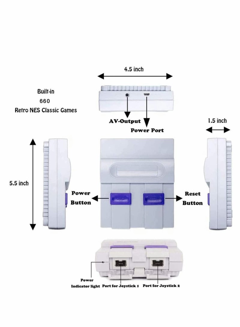 Retro Game Console,Classic Mini Retro Game System Built-in 660 Retro Games, AV Output Plug & Play Video Games Console,Retro Toys Gift for Kids. UK Plug