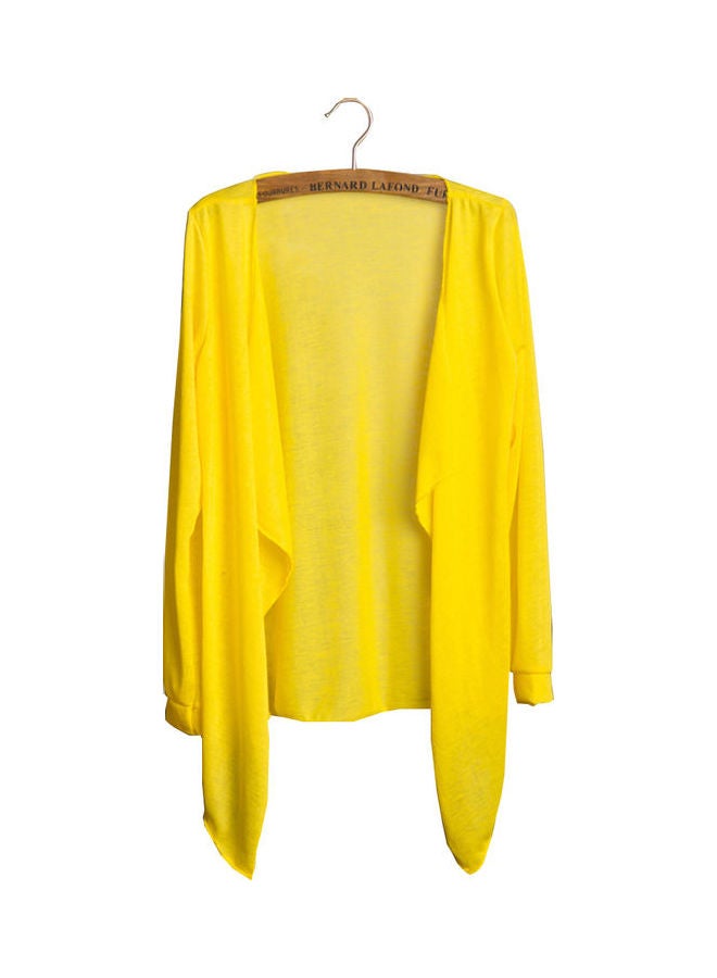 Summer Beach Long Sleeve Sunscreen Cardigan Casual Shawl Dark Yellow