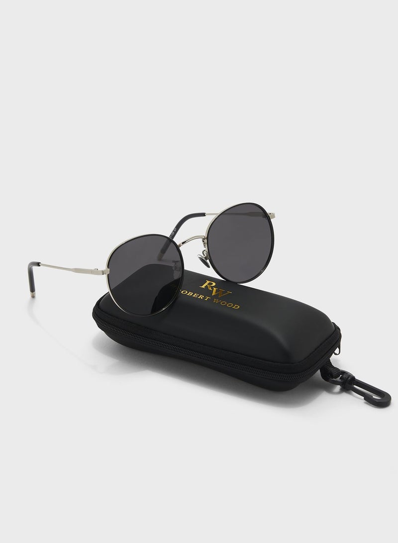 Polarized Sleek Edge Round Sunglasses