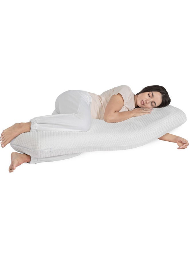 Multi-Functional Soft And Comfortable Maternity Pregnancy Support For Sleeping Full Body Pillow Memory Foam White 135X35X13cm
