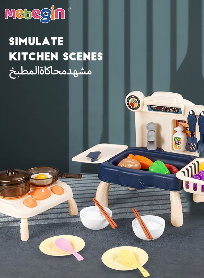35 Pcs Kids Play Food Grill with Pretend Smog Sound Light Kitchen Playset Pretend BBQ Accessories Camping Toy Cooking Set Birthday Outdoor Toys for Toddlers Children Boys Girls Kid Toy