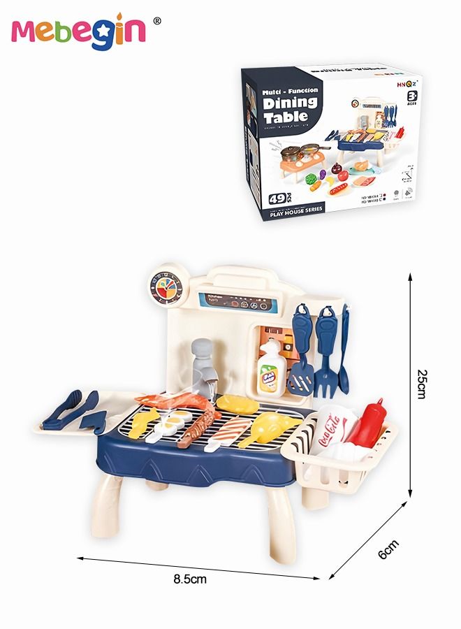35 Pcs Kids Play Food Grill with Pretend Smog Sound Light Kitchen Playset Pretend BBQ Accessories Camping Toy Cooking Set Birthday Outdoor Toys for Toddlers Children Boys Girls Kid Toy