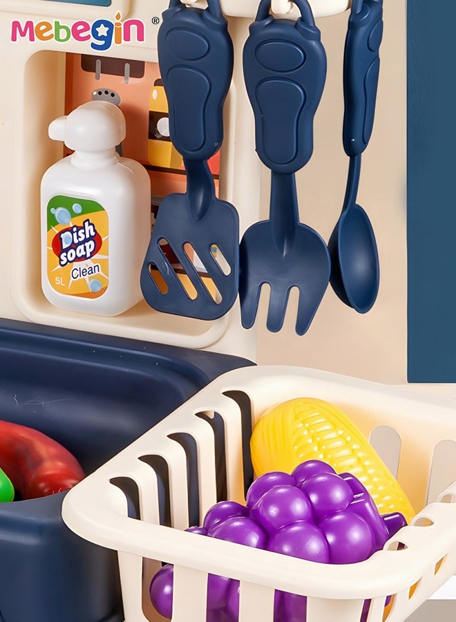 35 Pcs Kids Play Food Grill with Pretend Smog Sound Light Kitchen Playset Pretend BBQ Accessories Camping Toy Cooking Set Birthday Outdoor Toys for Toddlers Children Boys Girls Kid Toy