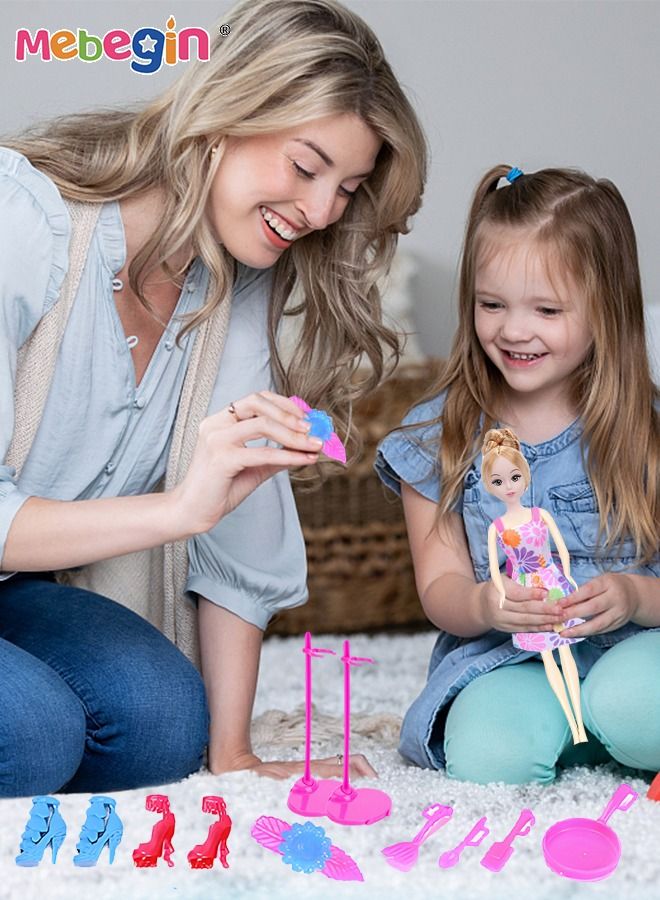114 Pcs Doll Clothes and Accessories Set, Fashion Design Kit for 30cm Doll, Colorful Unique Barbie Doll Stuff, Fashion Doll Clothes Set, Easy to Put on and Take Off, Perfect Gifts for Girls(Excluding Dolls)