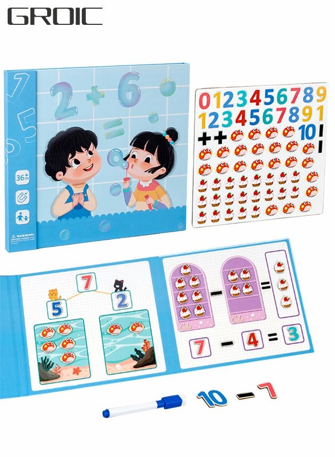 Learning Kit Preschool Magnetic Busy Book, 2-in-1 Number Decomposition Teaching AIDS, Mathematics Addition and Subtraction Teaching Tools Fine Motor Skills Learning Book Toy