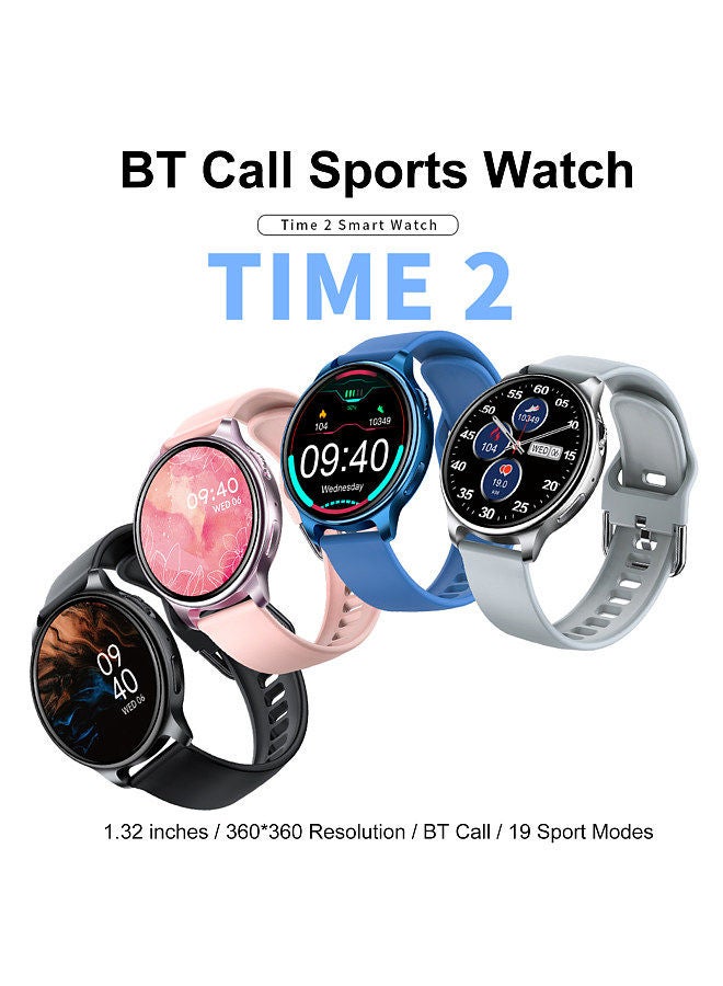 LOKMAT TIME 2 Smart Sports Watch 1.32'' 360*360px Full-touch Screen BT Call Rotating Crown 19 Sports Mode Health Monitor Password/Screen-split Function Massive Dial