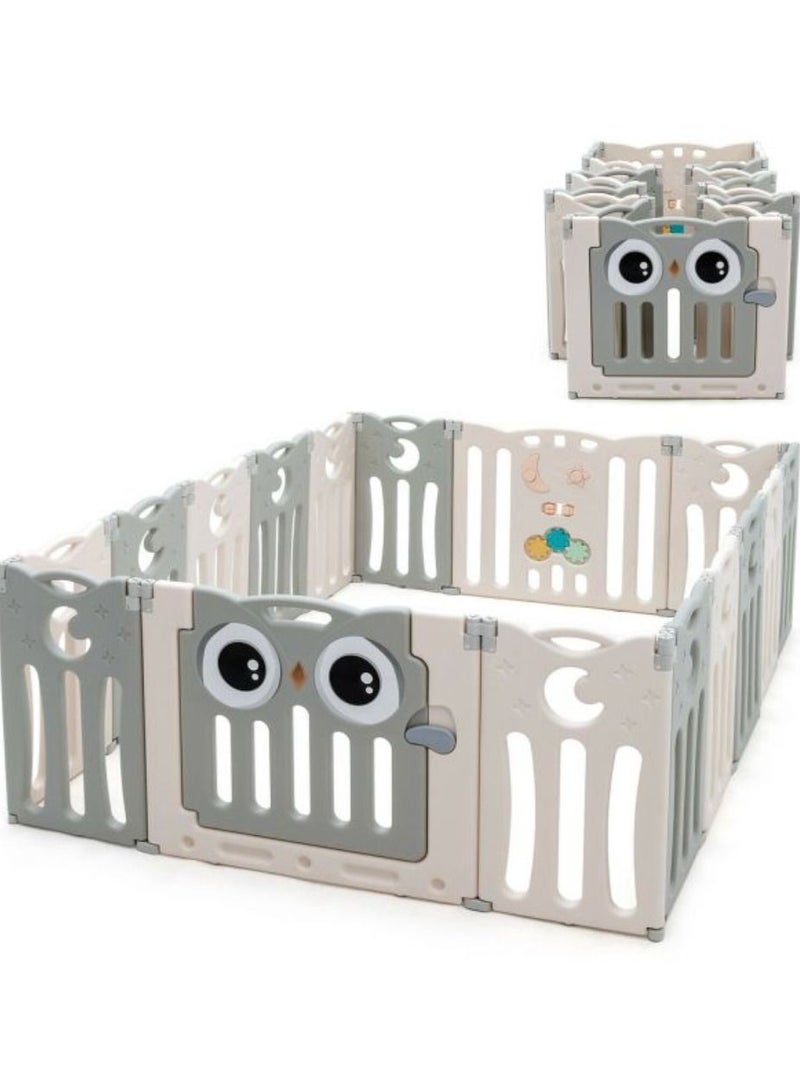 Baby Playpen - Foldable Baby Play Yard with Safety Gate, Portable Playpen for Babies and Toddlers, Large Baby Playpen Fence for Indoor and Outdoor Use- Grey