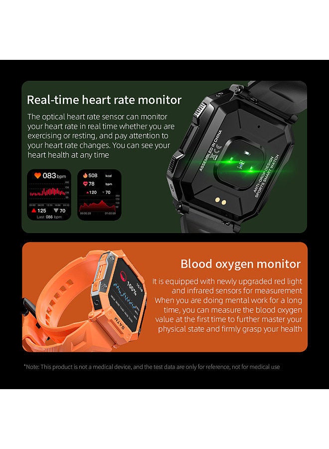 OCEAN PRO Smart Bracelet Sports Watch 1.85-Inch TFT LED FullTouch Screen Fitness Tracker IP68 Waterproof Sleep/Heart Rate