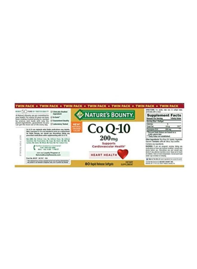 Pack Of 2 Co Q-10 Dietary Supplement - 80 Softgels