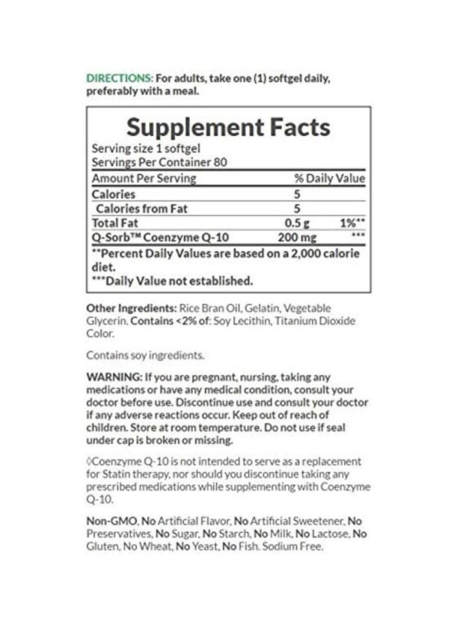 Pack Of 2 Co Q-10 Dietary Supplement - 80 Softgels