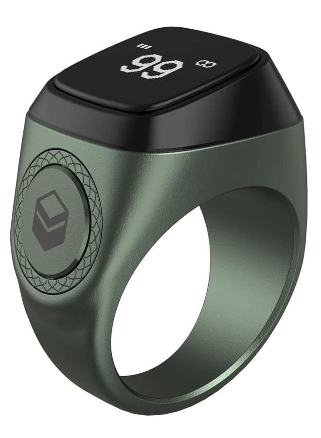 Smart Tasbih Zikr Metal Ring 18MM Dark Green