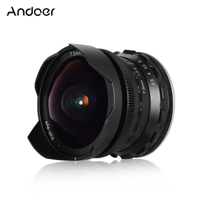 Andover 7.5mm F2.8 180° Ultra Wide Angle Manual Focus Fisheye Lens Black