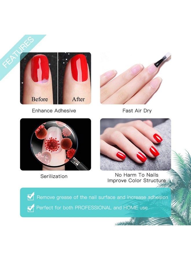 Nail Dehydrator And Nail Primer Longlasting Air Dry (Acid Free) For Acrylic Powder And Gel Nail Polish Superior Protein Bonding 15Ml / 0.5 Oz Each