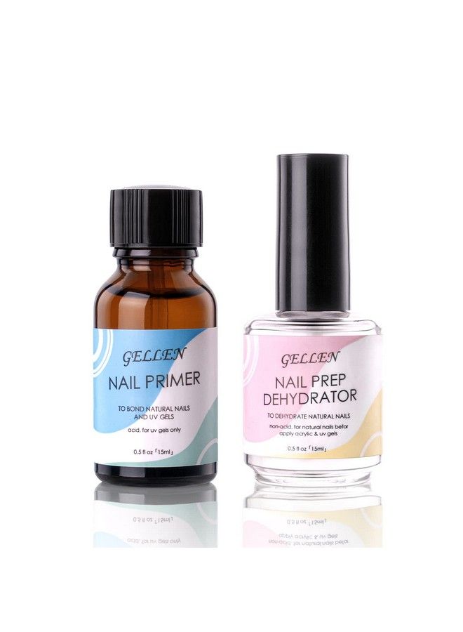 Nail Dehydrator And Nail Primer Longlasting Air Dry (Acid Free) For Acrylic Powder And Gel Nail Polish Superior Protein Bonding 15Ml / 0.5 Oz Each