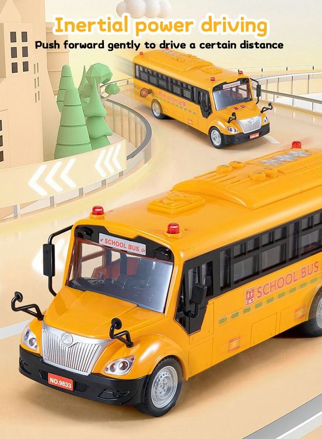 School Bus Toy,Yellow School Bus Toys Gift for Kids with Lights Sounds and Openable Doors,Car Model,Educational Toys for Children