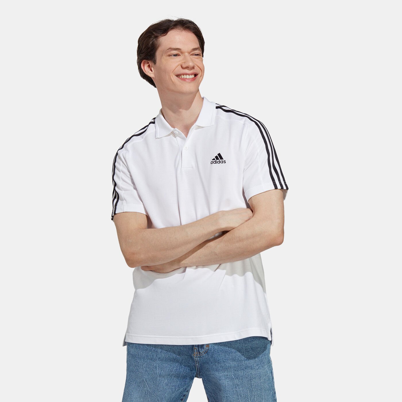Men's Essentials Pique Embroidered 3-Stripes Training Polo Shirt