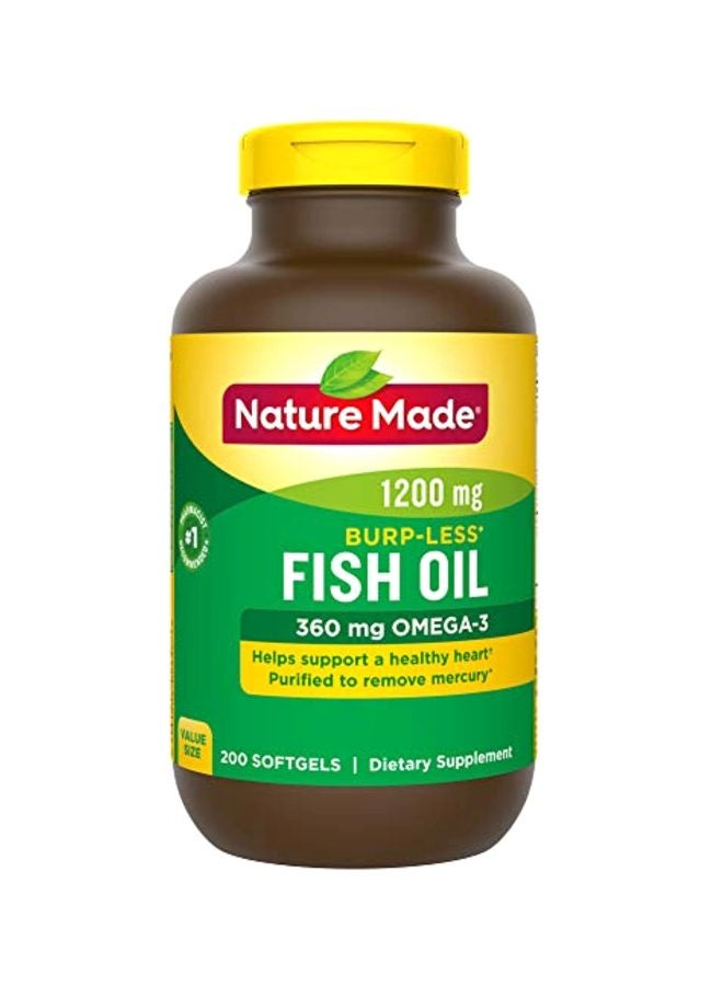 Burp-Less Fish Oil 1200 MG Dietary Supplement - 200 Softgels