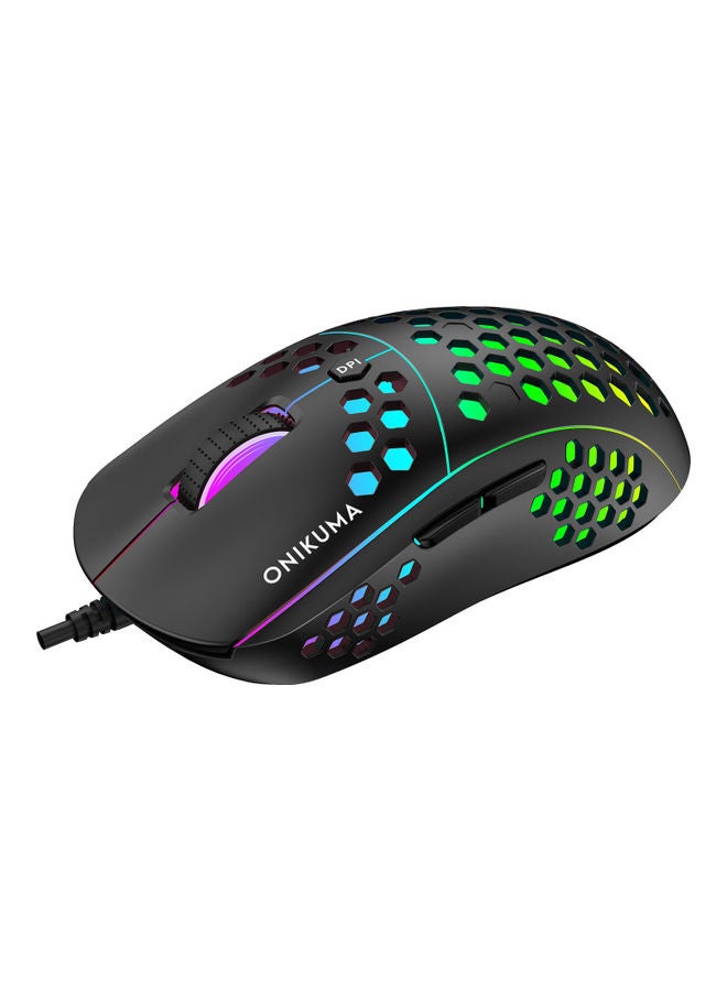 Onikuma CW903 RGB Lightweight Honeycomb Shell Gaming Mouse - 6400 DPI - 6 Programable Buttons