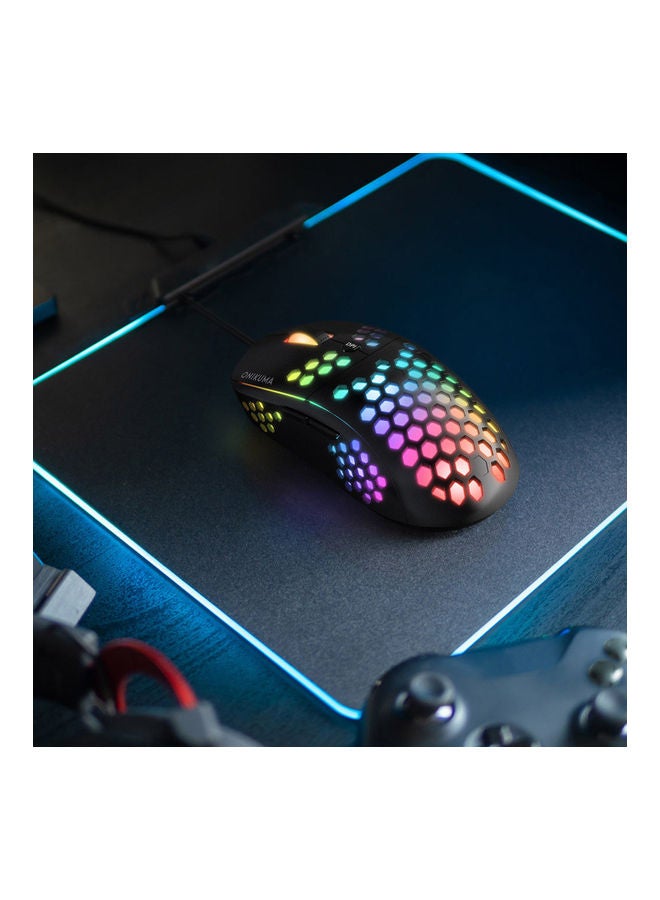 Onikuma CW903 RGB Lightweight Honeycomb Shell Gaming Mouse - 6400 DPI - 6 Programable Buttons