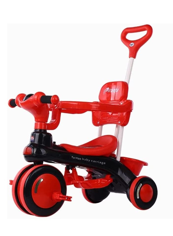 NTECH Kids Cycles For 1 To 6 Years Old Baby red Trike Kid's Ride On Tricycle With Push Bar 3 Wheels Bike For Boys and Girls 3 Wheels Toddler Tricycle (Red)