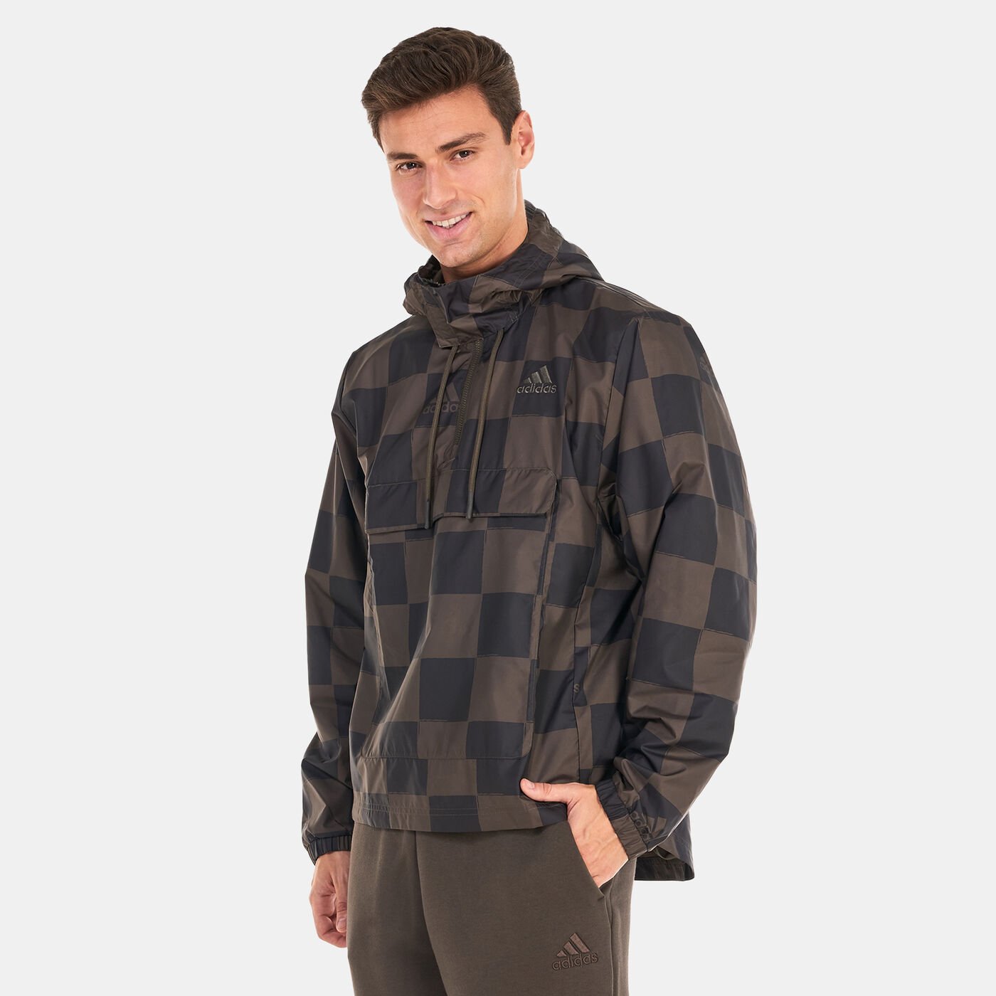 Men's Checked Woven Hooded Jacket
