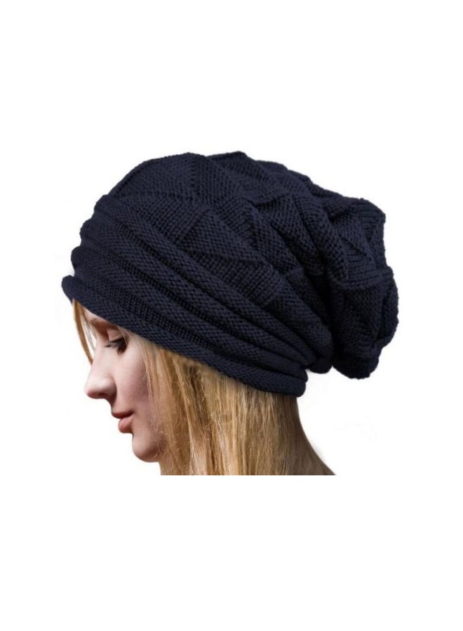 Wool Beanie Cap Navy Blue