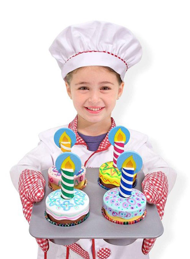 Melissa & Doug Bake & Decorate Cupcake Set – Wooden Pretend Play Cupcake Baking Toy with Cupcakes, Icing Tops, Candles & Markers – Imaginative Role-Play Kitchen Fun for Kids Ages 3 and Up | MD4019