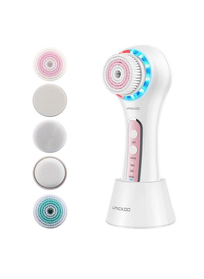 Facial Cleansing Brush ,Rechargeable IPX7 Waterproof with 5 Brush Heads Face Brush Use for Exfoliating Massaging and Deep Cleansing Multi