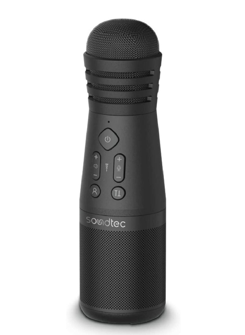 Soundtec by Porodo Karaoke Microphone With Built-In Speaker Digital Noise Reduction Technology 4H Working Time At 80% Volume High-Clarity Wireless Bluetooth Microphone