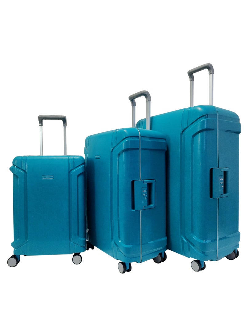 Luggage Set Unbreakable Hard Side Heavy Duty Travel Bag Trolley 3 Pieces Set With Spinner Wheels & Lock (20/25/29 Inches) (Turquoise)
