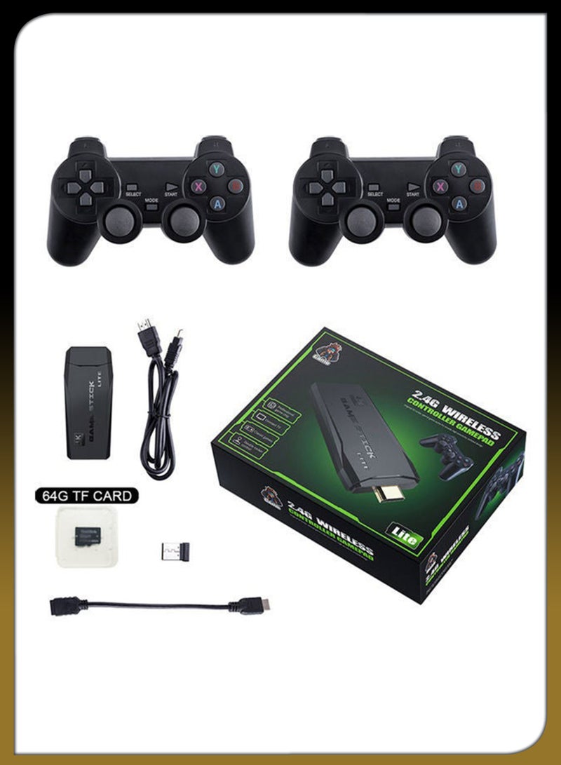 4K Retro Game Console Dual 2.4G Wireless Gaming Joystick Controllers Pads Bluetooth Rechargeable 10000 Plus Video Games Stick 9 Emulators TV High Definition HDMI Output Great Gift For Adults Kids 64GB