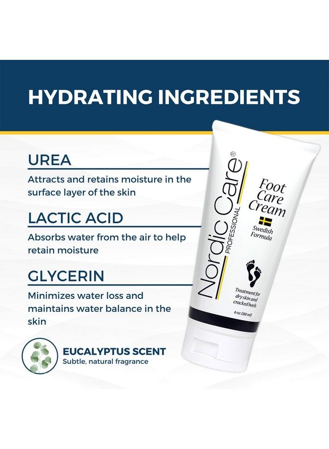 Foot Care Cream 6 Oz. Foot Lotion For Cracked & Dry Skin For Dry Feet Cracked Heels & Callus Removal Hypoallergenic & Lanolinfree Essential Oils Eucalyptus Urea & Glycerin
