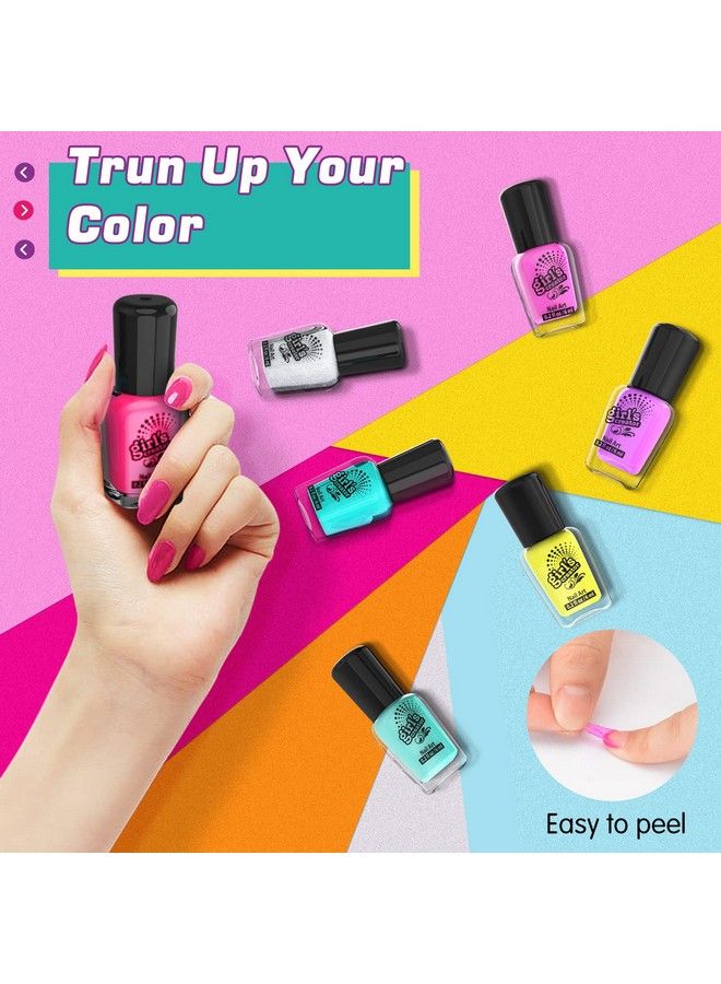 Nail Polish Kit For Girl Ages 612 Kids Nail Art Salon Set With Nail Dryer Peelable Glitter Nail Polish Storage Desk Makeup Manicures Decoration Studio Gifts For Birthday Spa Party Favors