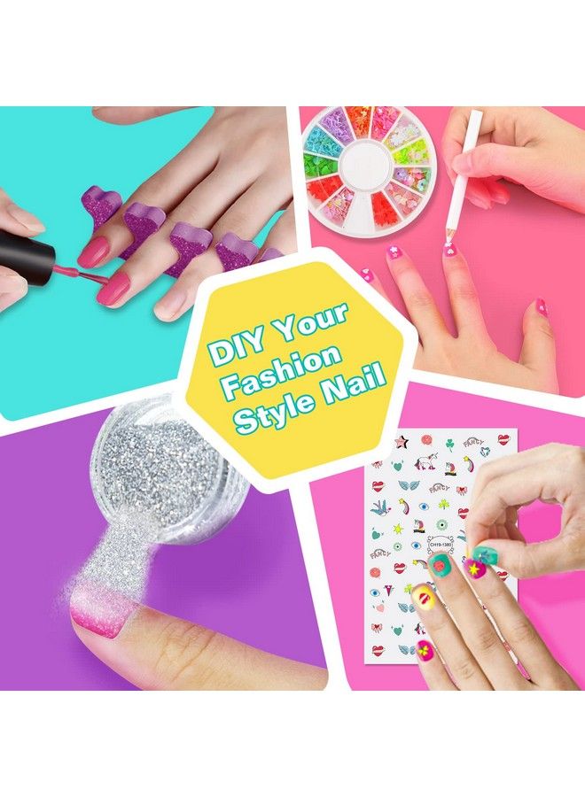 Nail Polish Kit For Girl Ages 612 Kids Nail Art Salon Set With Nail Dryer Peelable Glitter Nail Polish Storage Desk Makeup Manicures Decoration Studio Gifts For Birthday Spa Party Favors