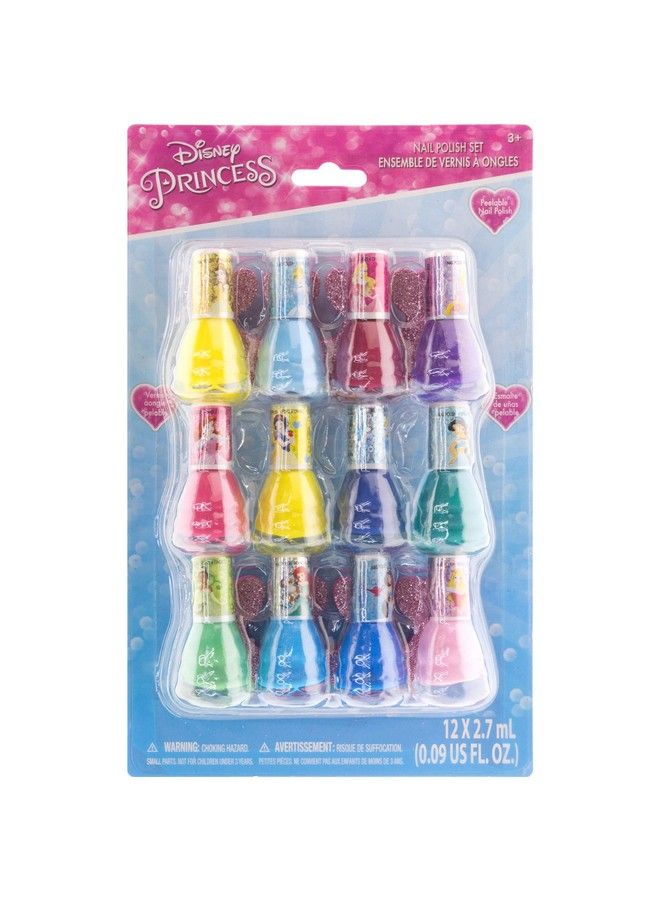 Disney Princess Nontoxic Waterbased Peeloff Quick Dry Nail Polish With Nail Separatorsgift Kit Set For Kids Girls12 Pcs Perfect For Parties Sleepovers And Makeovers