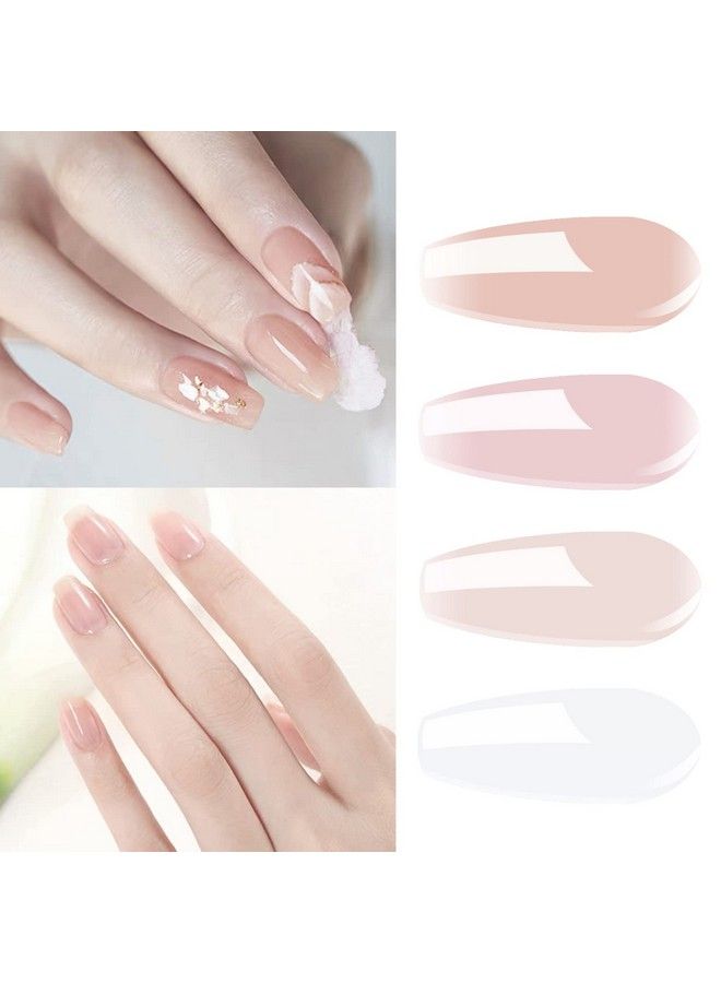 4Pcs Jelly Nude Pink Milky White Rose Gel Nail Polish Set Sheer Clear Crystal Translucent French Manicure Gel Nail Polish Kit 8Ml