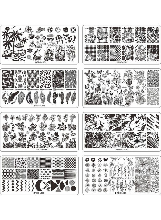 21 Pcs Nail Stamp Plates Set 16 Plate 2Stamper And 2 Scraper 1Storage Bag Nails Art Stamping Plate Scraper Stamper Set Leaves Flowers Animal Nail Plate Template Image Plate Set