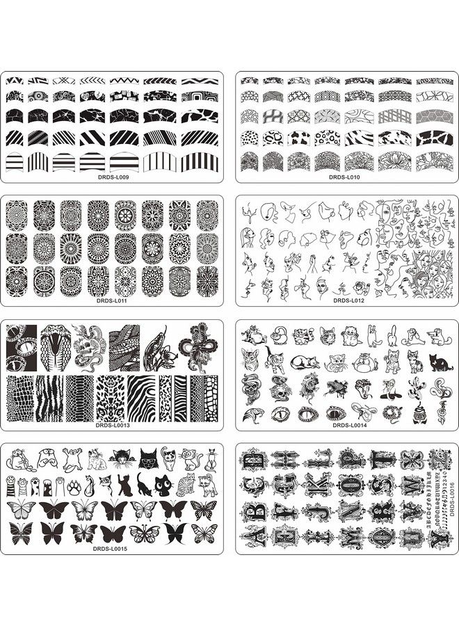 21 Pcs Nail Stamp Plates Set 16 Plate 2Stamper And 2 Scraper 1Storage Bag Nails Art Stamping Plate Scraper Stamper Set Leaves Flowers Animal Nail Plate Template Image Plate Set