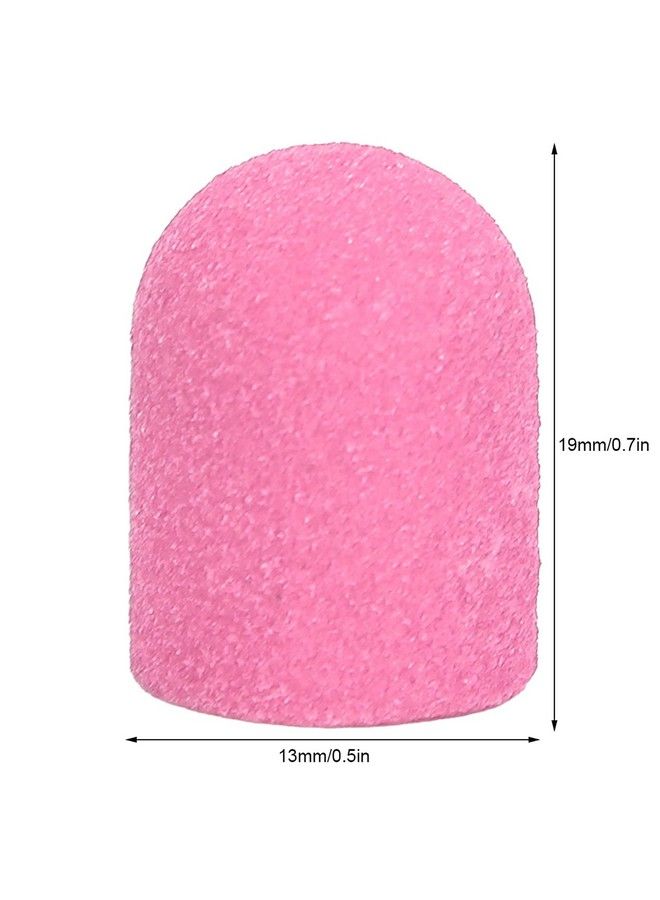 Nail Drill Bits Kit Nail Art Sanding Cap Nail Drill Bits Polishing Grinding Sanding Bands Set Nail Drill Head Accessory For Manicure Pedicure Nail Polishing Burr Home Salon Use 13 X 19Mm(Pink)