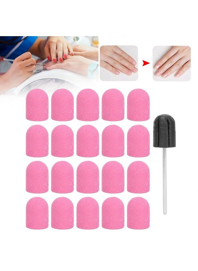 Nail Drill Bits Kit Nail Art Sanding Cap Nail Drill Bits Polishing Grinding Sanding Bands Set Nail Drill Head Accessory For Manicure Pedicure Nail Polishing Burr Home Salon Use 13 X 19Mm(Pink)