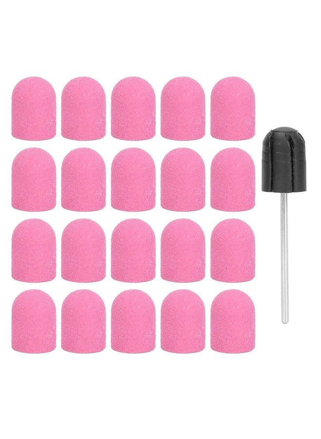 Nail Drill Bits Kit Nail Art Sanding Cap Nail Drill Bits Polishing Grinding Sanding Bands Set Nail Drill Head Accessory For Manicure Pedicure Nail Polishing Burr Home Salon Use 13 X 19Mm(Pink)