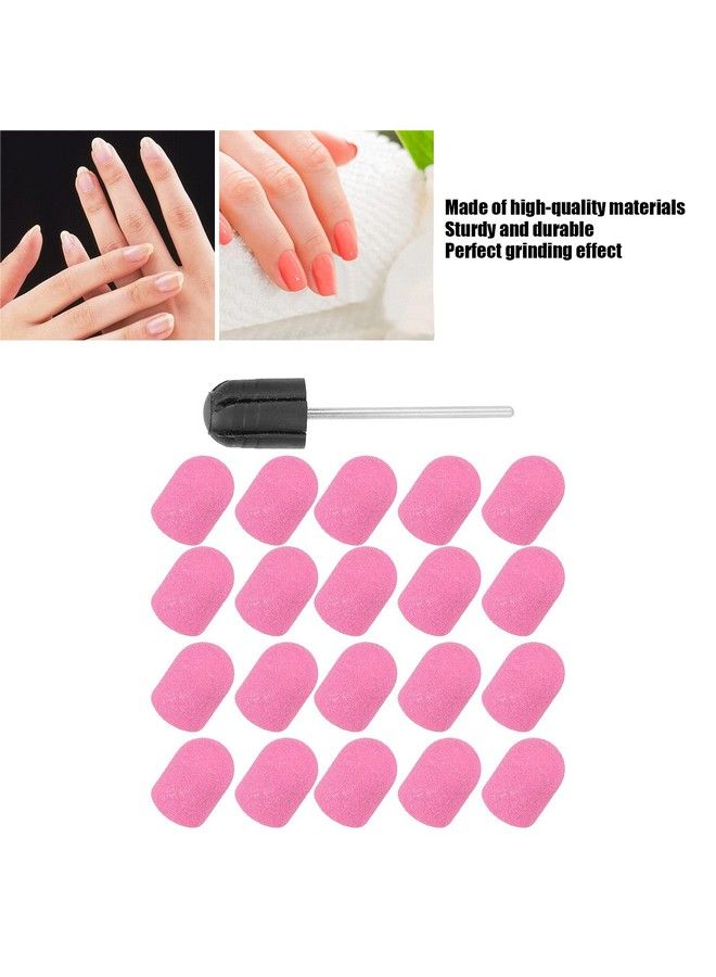 Nail Drill Bits Kit Nail Art Sanding Cap Nail Drill Bits Polishing Grinding Sanding Bands Set Nail Drill Head Accessory For Manicure Pedicure Nail Polishing Burr Home Salon Use 13 X 19Mm(Pink)