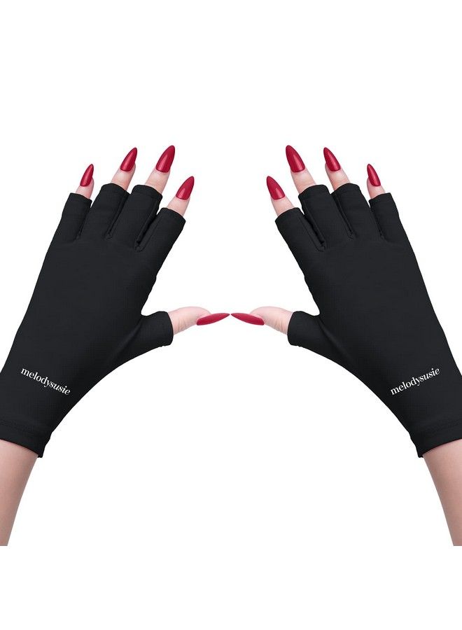 Uv Glove For Gel Nail Lamp Professional Upf50+ Uv Protection Gloves For Manicures Nail Art Skin Care Fingerless Anti Uv Glove Protect Hands From Uv Harm (Black)