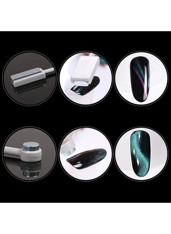 2 Pieces Doublehead Magnet Stick Magic Magnet Stick For 3D Magnetic Cat Eye Gel Magic Nail Art Manicure Tool Black