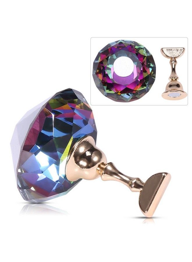 Nail Tips Stand Holder Nail Art Display Stand Magnetic Nail Stand Alloy Nail Art Display Base For Nail For Nail Art Equipment Art Design(Colorful Diamond Crystal)