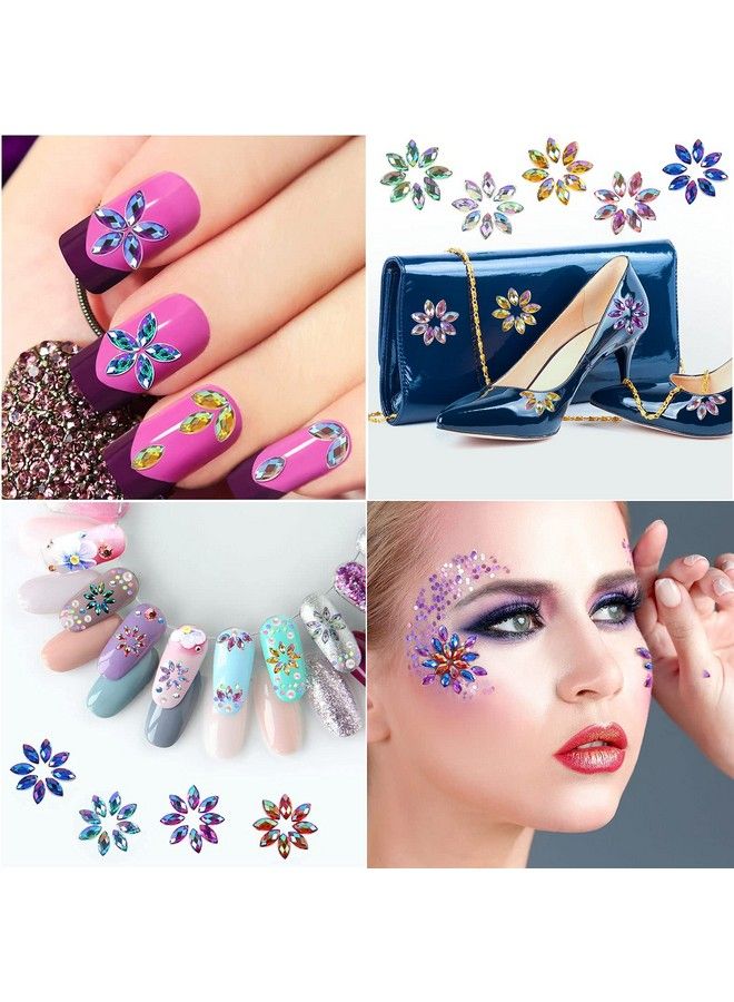 1200 Pieces 12 Colors Shiny Nail Rhinestones Horse Eye Rhinestones Flat Back Nail Gems Decorations Supplies With Box