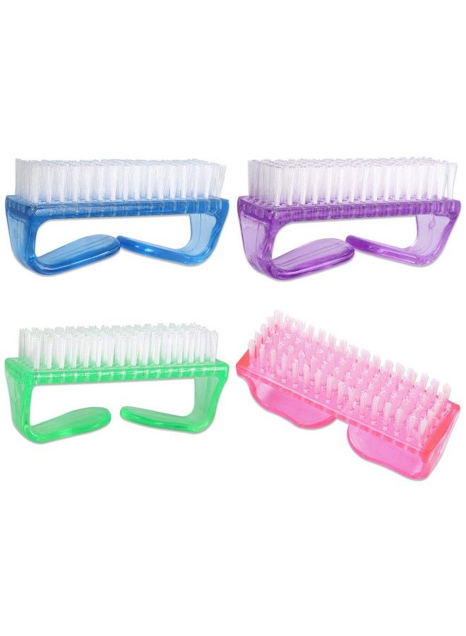 (Pack Of 4 Pieces) Mixed Colored Scrub Brush With Handle For Use On Nails Brush Cleaning Brush Manicure Brush Sanitize Brush General Use Brush