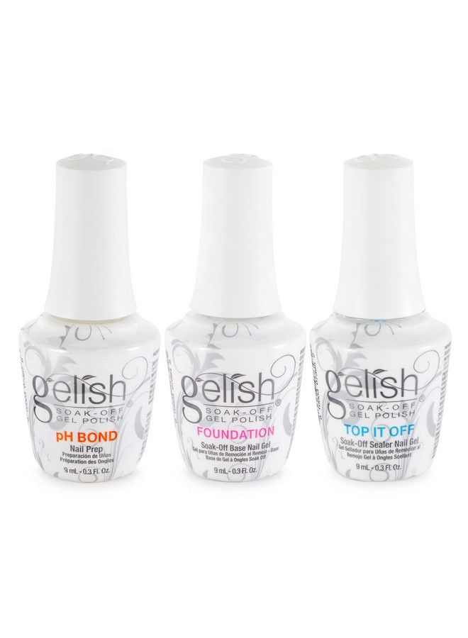 Mini Terrific Trio Essentials Collection 9 Ml Soak Off Gel Nail Polish Kit With Ph Bond Foundation Base And Top It Off