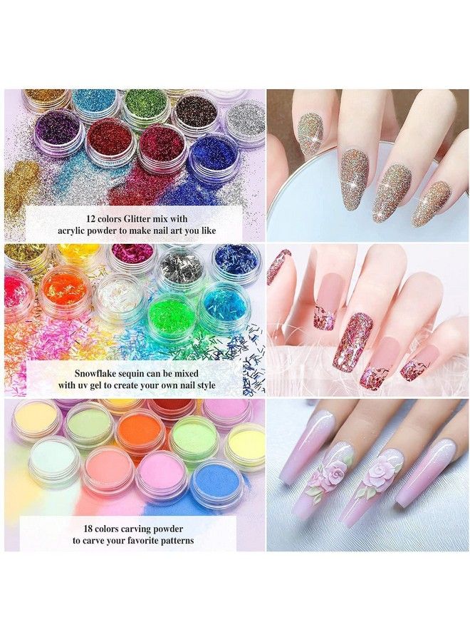 Acrylic Nail Kit Professional Acrylic Nail Kits Set Acrylic Powder Set With Everything For Beginners Glitter Powder Acrylic Brush For Nail Art Extension